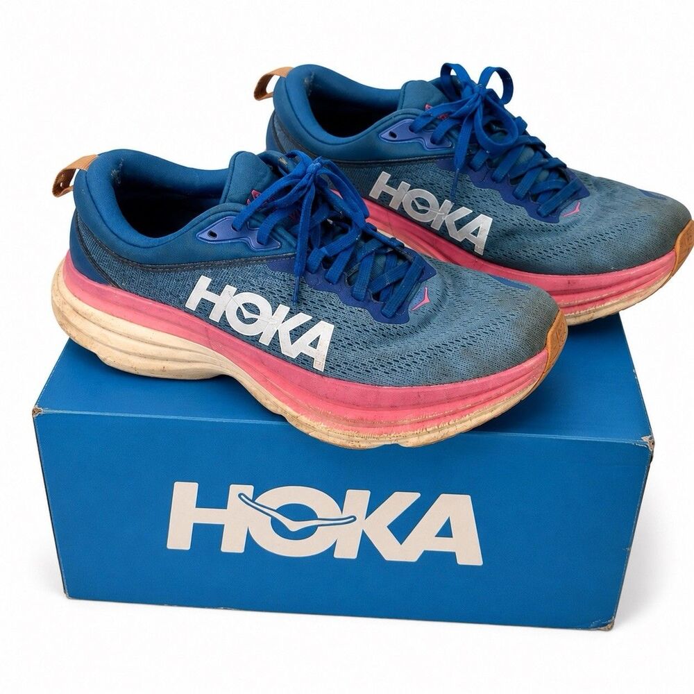 HOKA Bondi 8 Womens Size 8 B Blue Running Walking Shoes Sneakers 1127952 ONE ONE